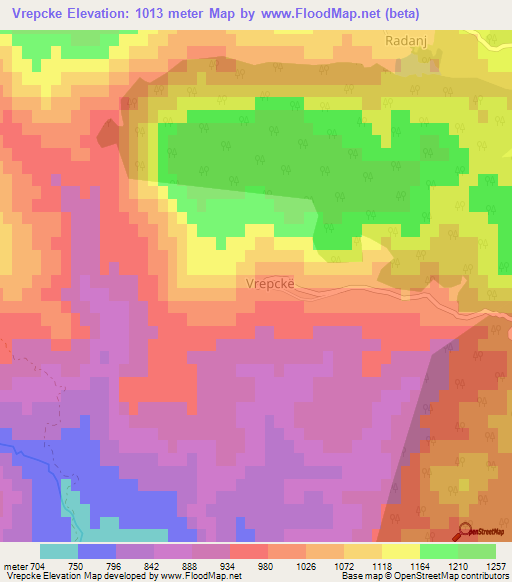 Vrepcke,Albania Elevation Map