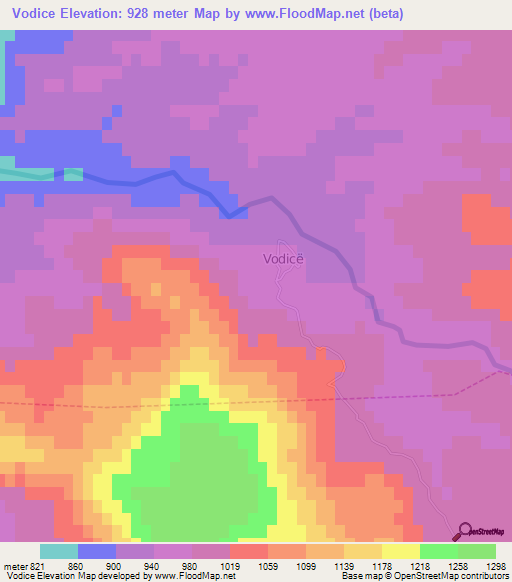 Vodice,Albania Elevation Map