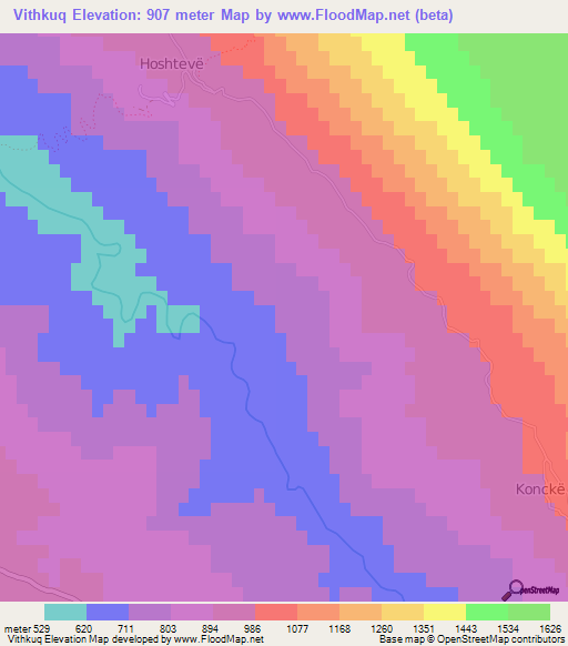 Vithkuq,Albania Elevation Map