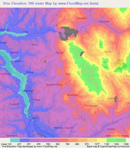 Vine,Albania Elevation Map