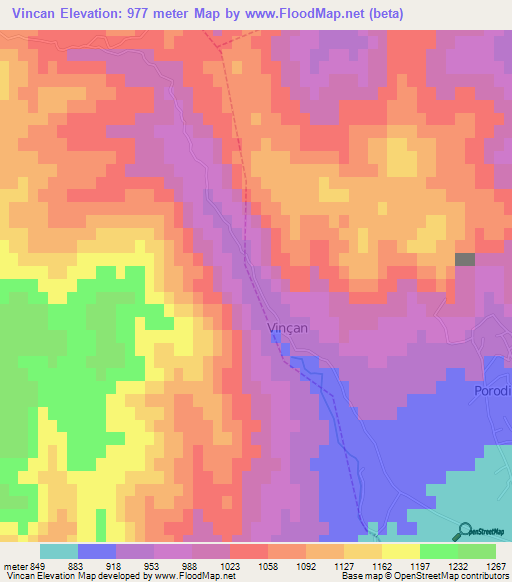 Vincan,Albania Elevation Map