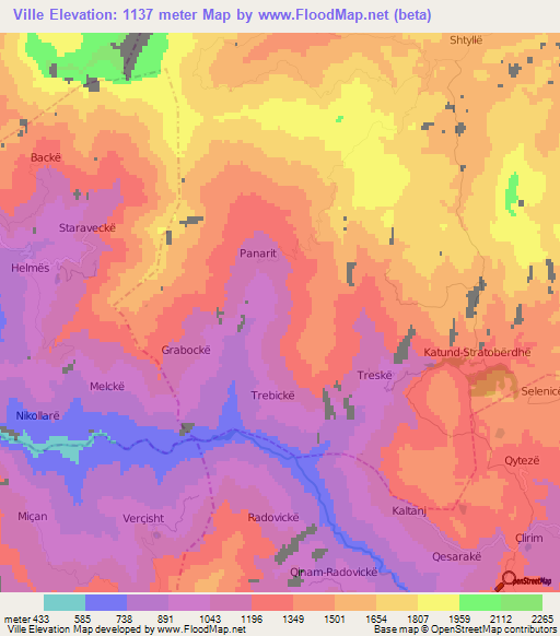 Ville,Albania Elevation Map