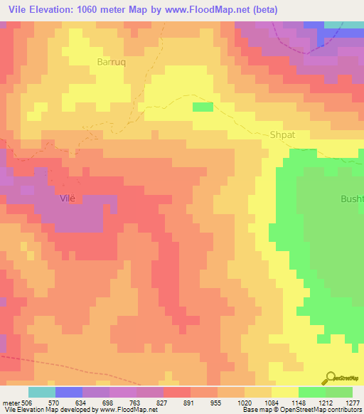 Vile,Albania Elevation Map