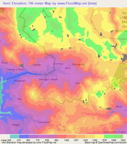 Verri,Albania Elevation Map