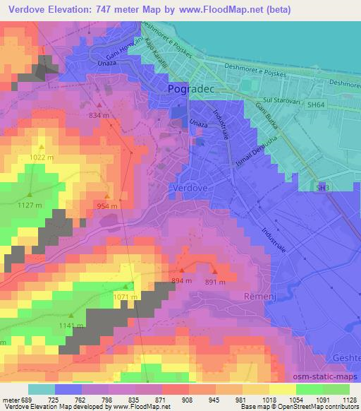 Verdove,Albania Elevation Map