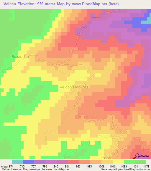 Velcan,Albania Elevation Map