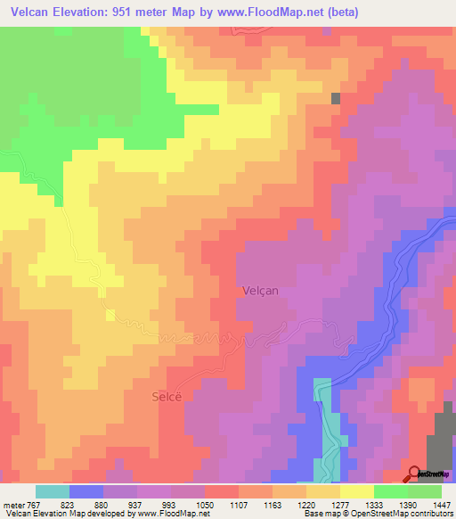 Velcan,Albania Elevation Map