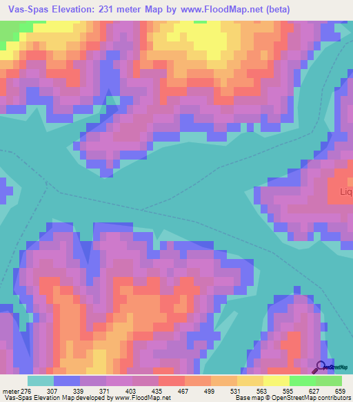 Vas-Spas,Albania Elevation Map