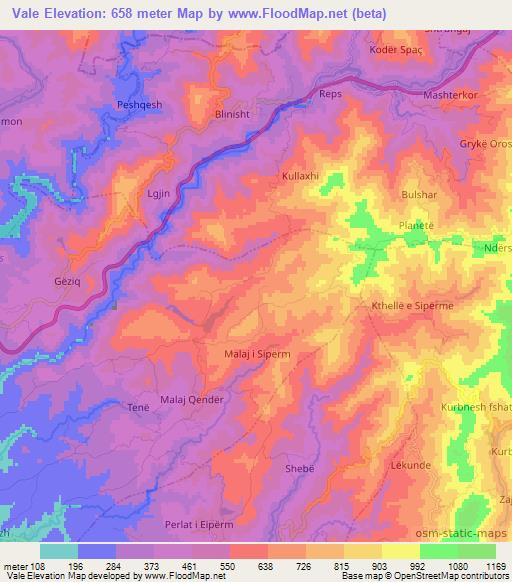 Vale,Albania Elevation Map