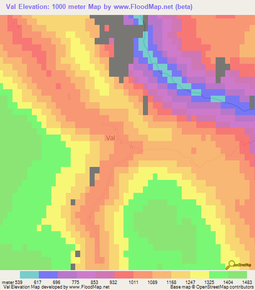 Val,Albania Elevation Map