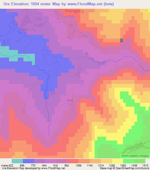 Ure,Albania Elevation Map