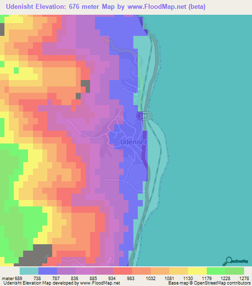 Udenisht,Albania Elevation Map