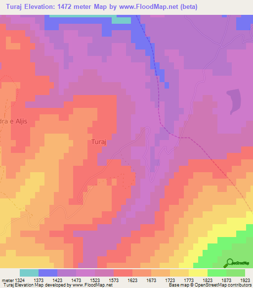 Turaj,Albania Elevation Map