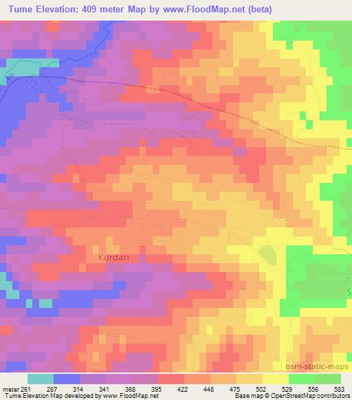 Tume,Albania Elevation Map