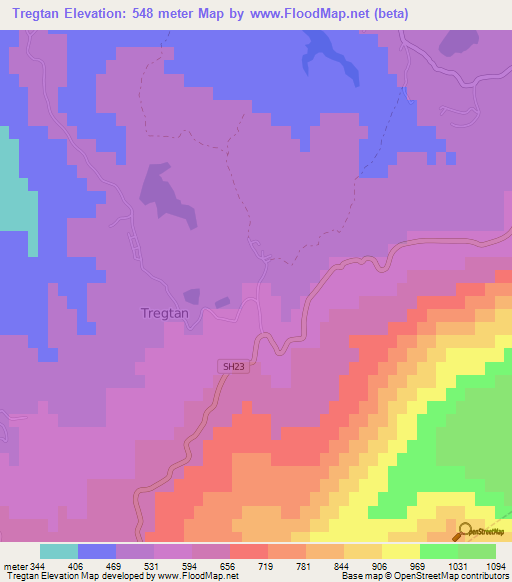 Tregtan,Albania Elevation Map