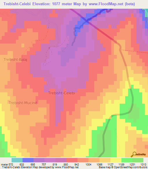 Trebisht-Celebi,Albania Elevation Map