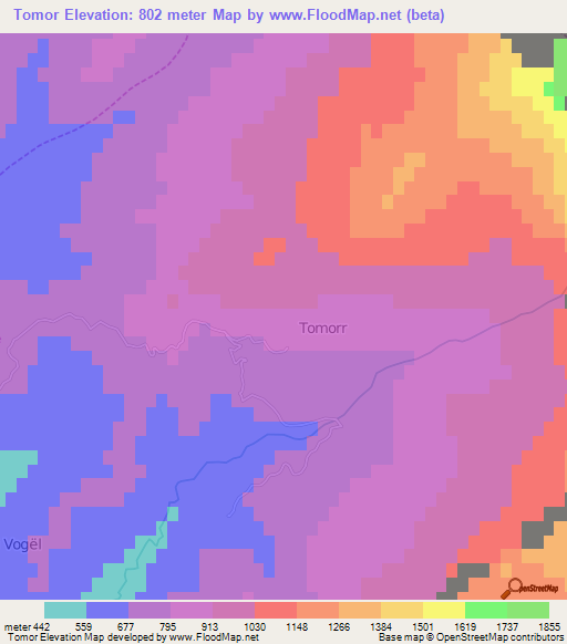 Tomor,Albania Elevation Map