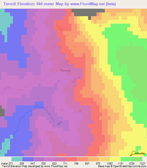 Tervoll,Albania Elevation Map