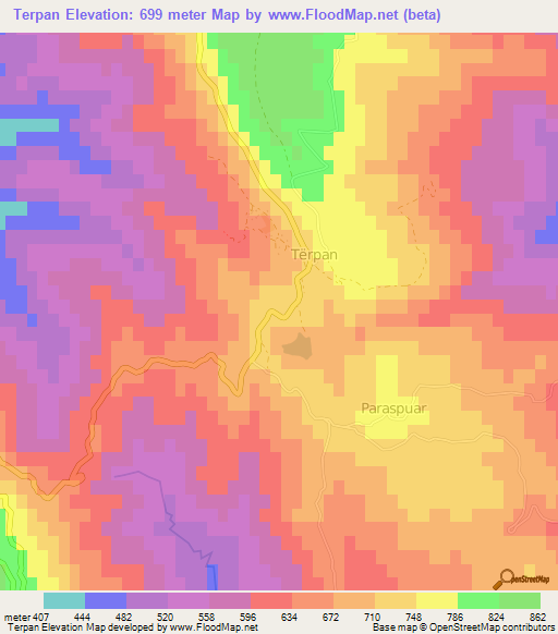 Terpan,Albania Elevation Map