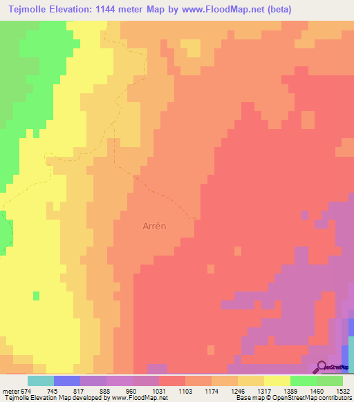 Tejmolle,Albania Elevation Map