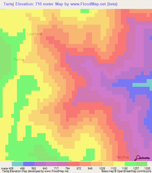 Tartaj,Albania Elevation Map