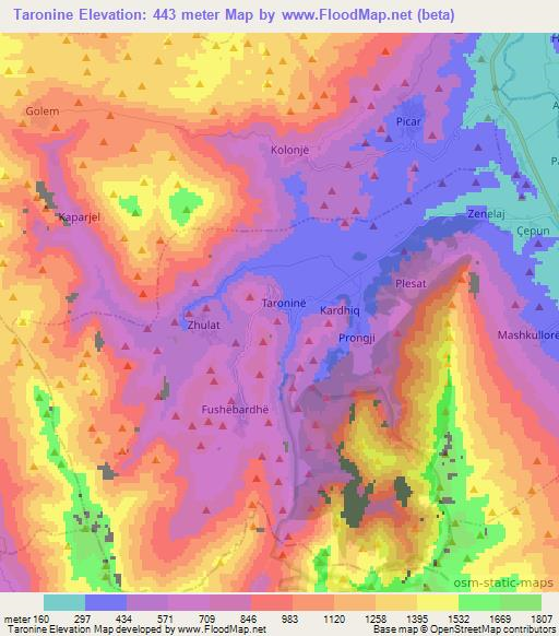 Taronine,Albania Elevation Map