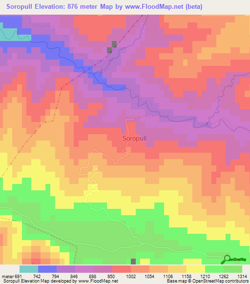 Soropull,Albania Elevation Map