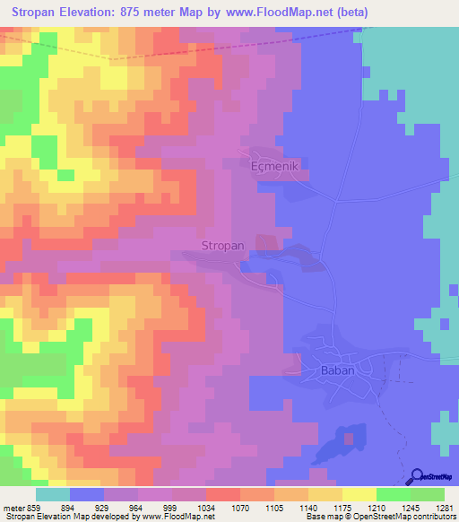 Stropan,Albania Elevation Map