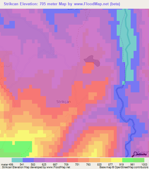 Strikcan,Albania Elevation Map