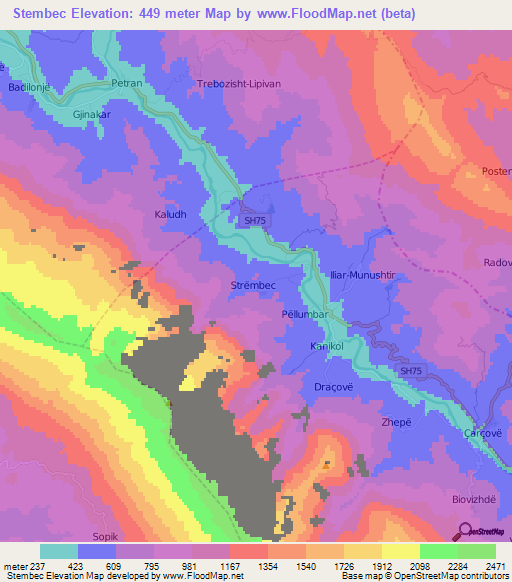 Stembec,Albania Elevation Map