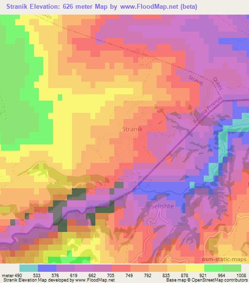 Stranik,Albania Elevation Map