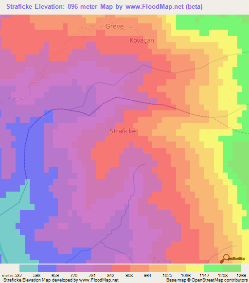 Straficke,Albania Elevation Map