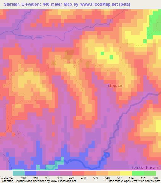 Sterstan,Albania Elevation Map