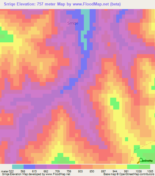 Srriqe,Albania Elevation Map