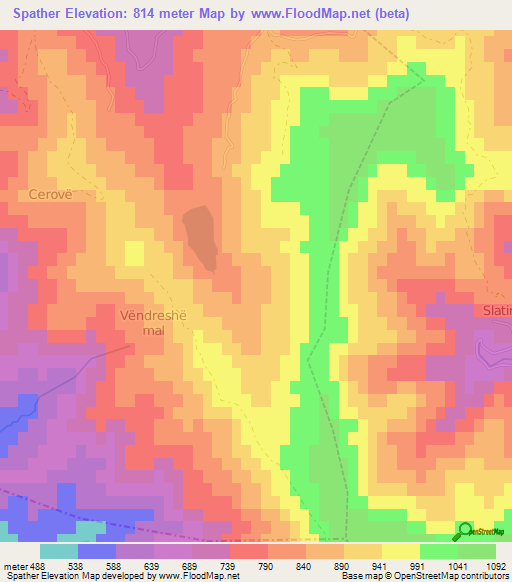 Spather,Albania Elevation Map