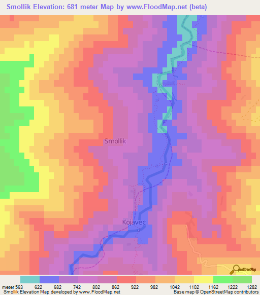 Smollik,Albania Elevation Map