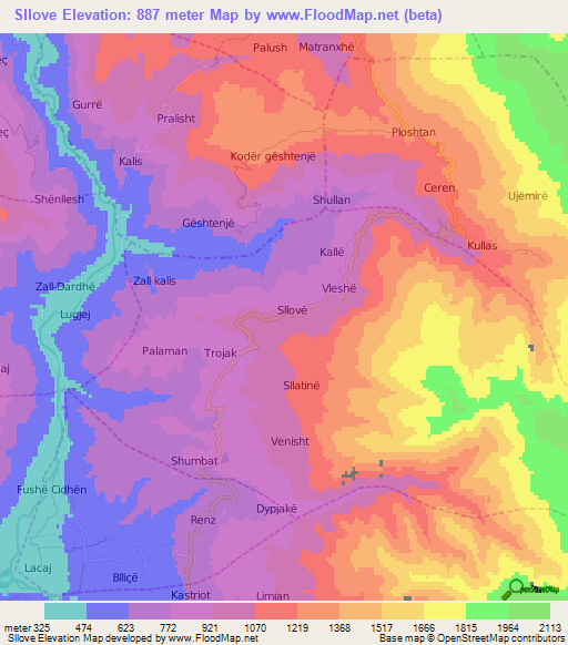 Sllove,Albania Elevation Map