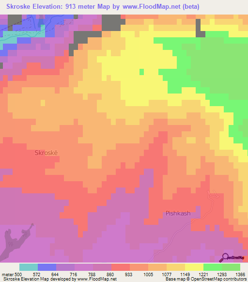 Skroske,Albania Elevation Map