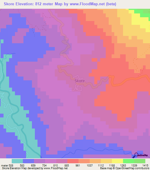 Skore,Albania Elevation Map