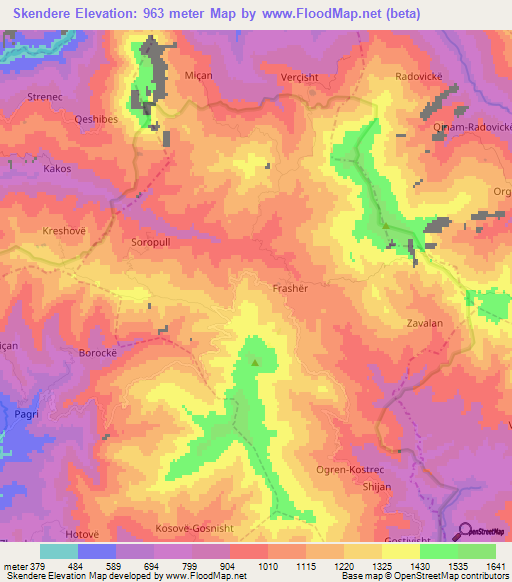 Skendere,Albania Elevation Map