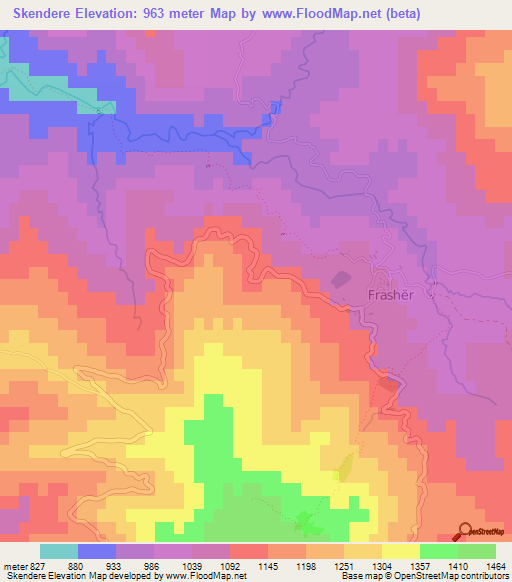 Skendere,Albania Elevation Map