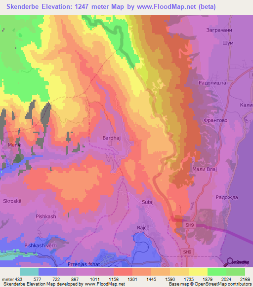 Skenderbe,Albania Elevation Map