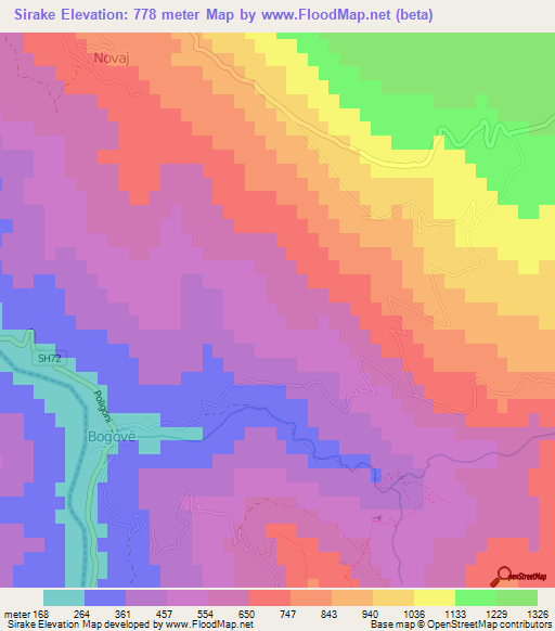 Sirake,Albania Elevation Map