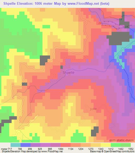 Shpelle,Albania Elevation Map