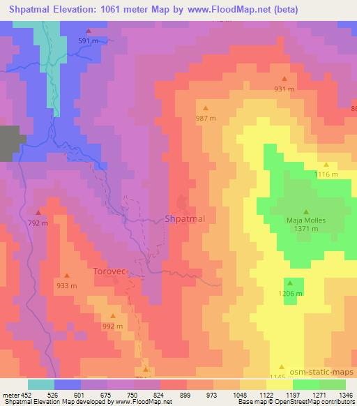 Shpatmal,Albania Elevation Map