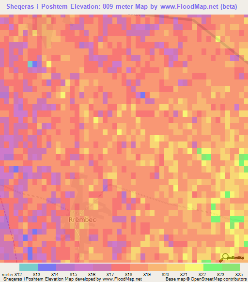 Sheqeras i Poshtem,Albania Elevation Map