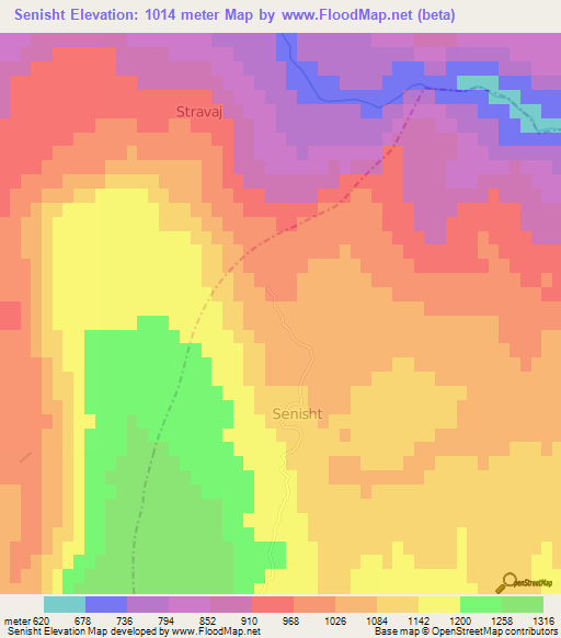 Senisht,Albania Elevation Map