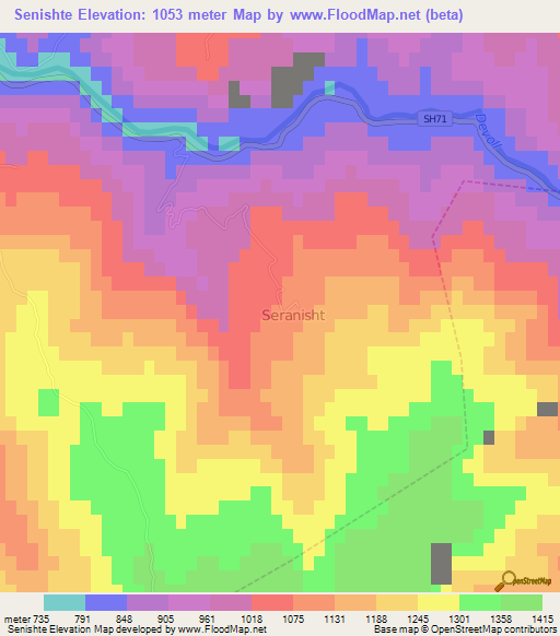 Senishte,Albania Elevation Map