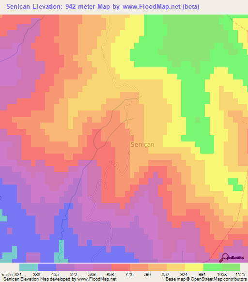 Senican,Albania Elevation Map