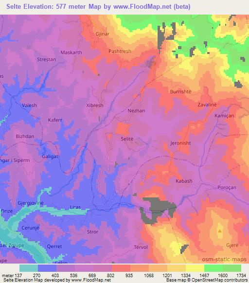 Selte,Albania Elevation Map